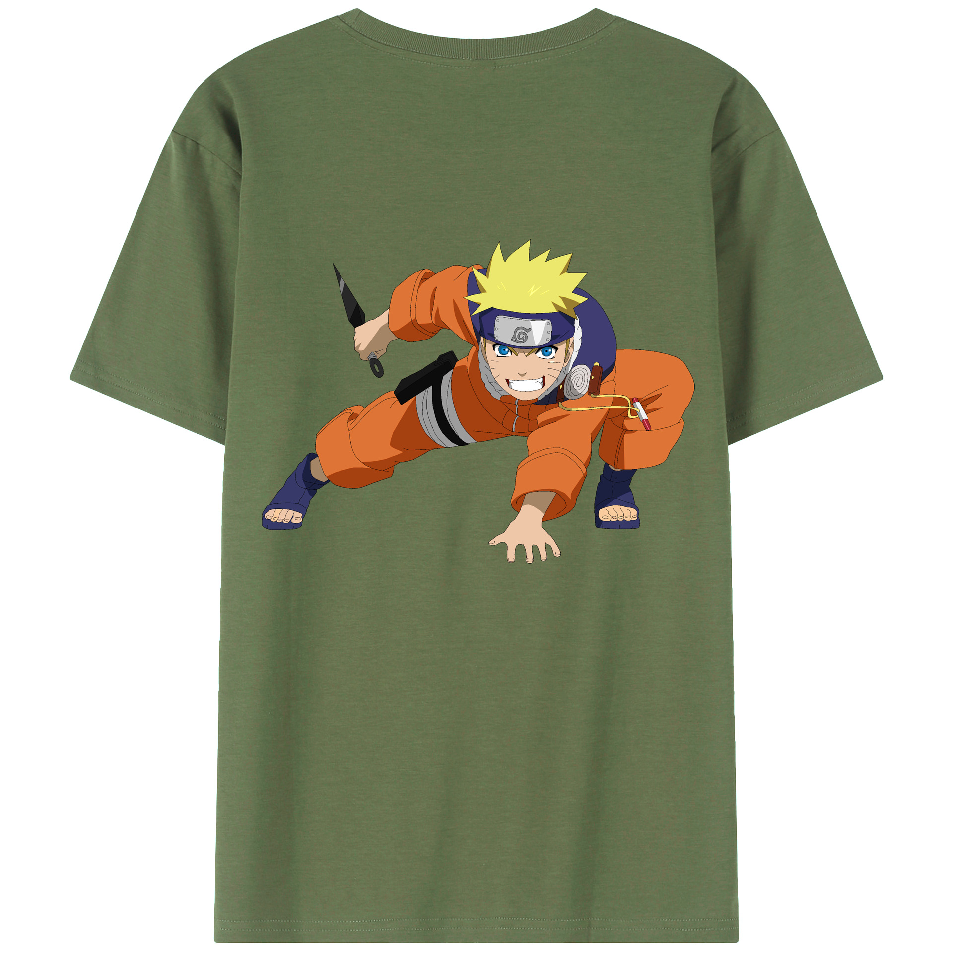 （画像用） NARUTO -ナルト- うずまき ナルト Uzumaki Naruto 綿100％ メンズ半袖Tシャツ（バックプリント） 通気性